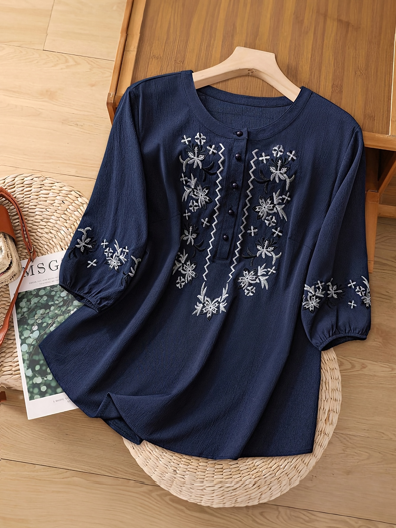 Ethnic Fashion Clothing - Plus size women's ethnic style embroidered
