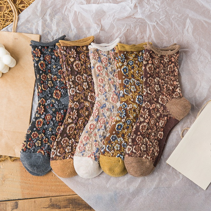 Ethnic Fashion Trends 2025 - 5 Pairs Retro Fashion Niche Floral
