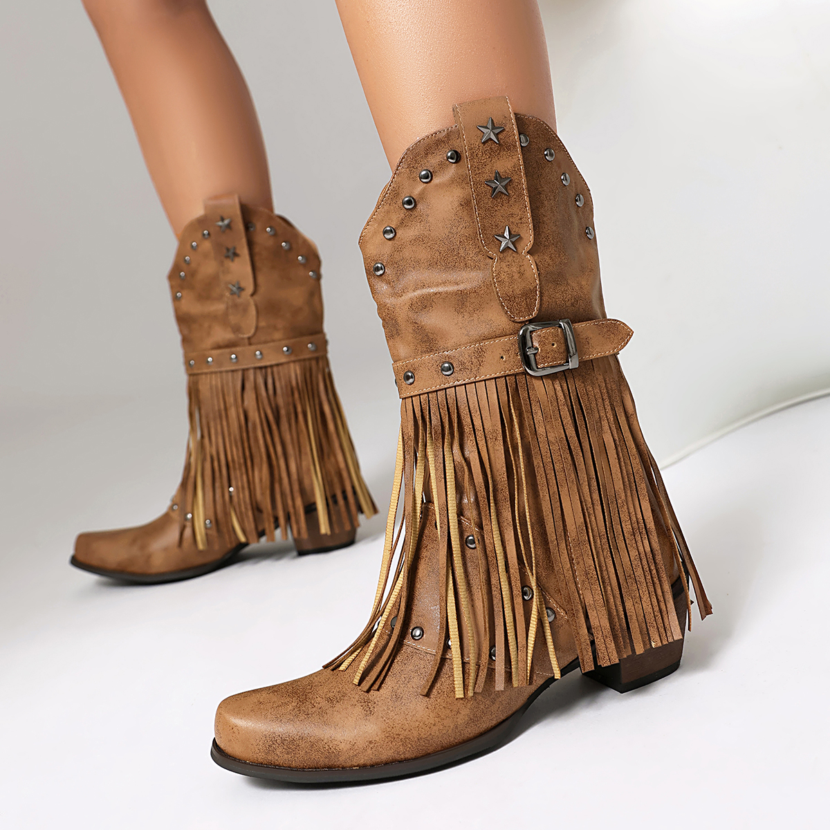 Ethnic Fashion Trends 2025 - Ethnic Style Square Tassel Boots for