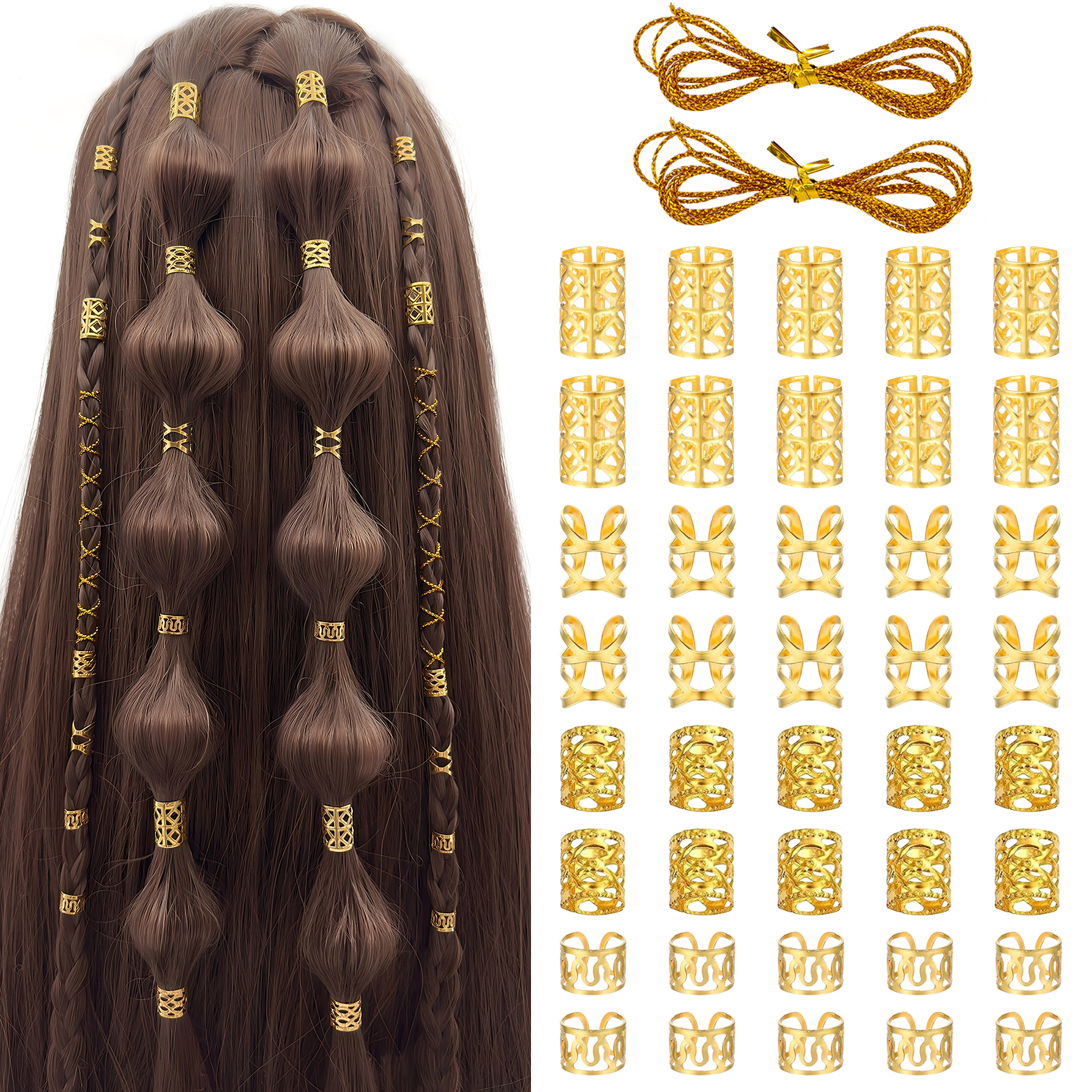 Ethnic Fashion Jewellery - 42pcs Alloy Hair Rings - Adjustable
