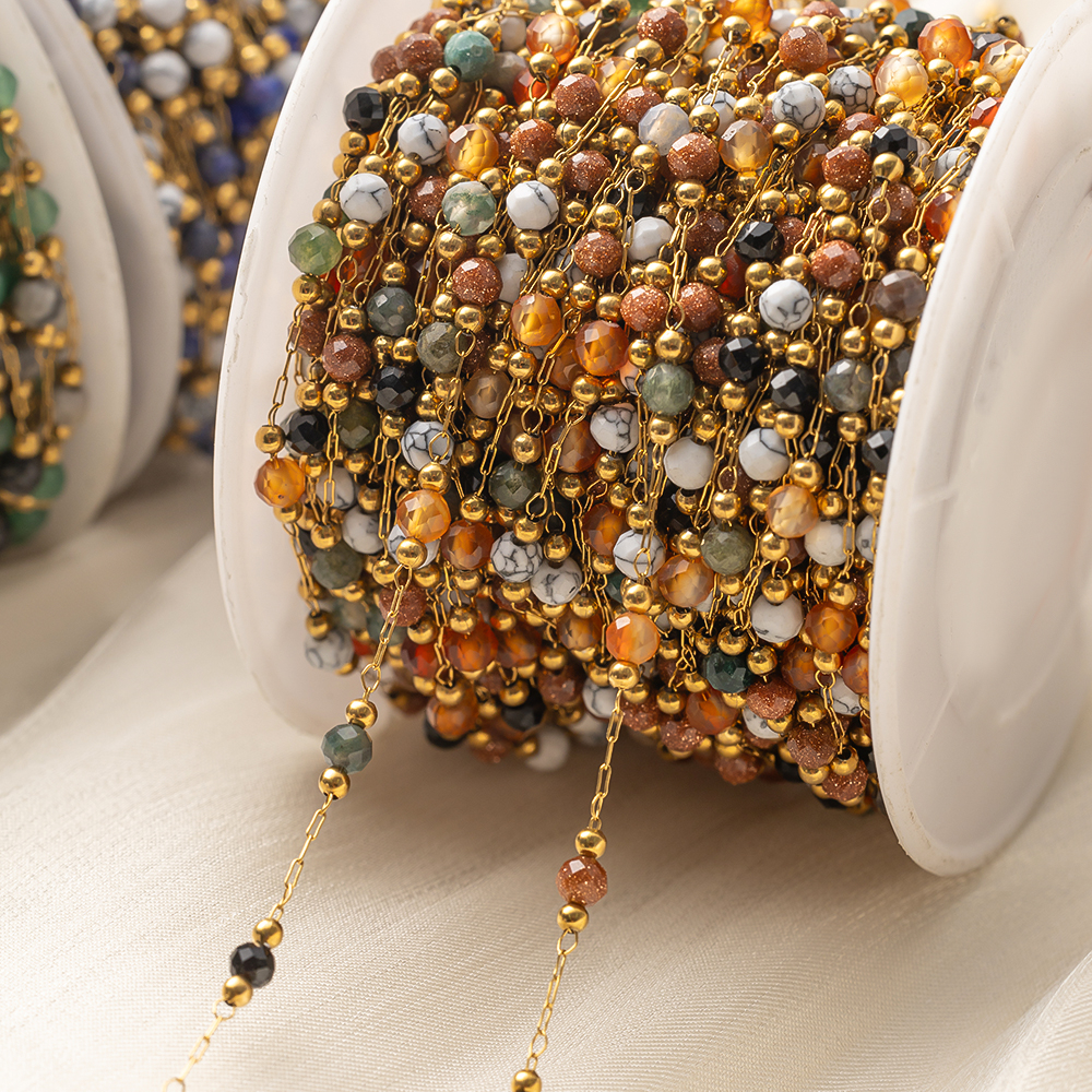 Ethnic Fashion Jewellery - 1Meter Elegant Mix Round Stone Beads
