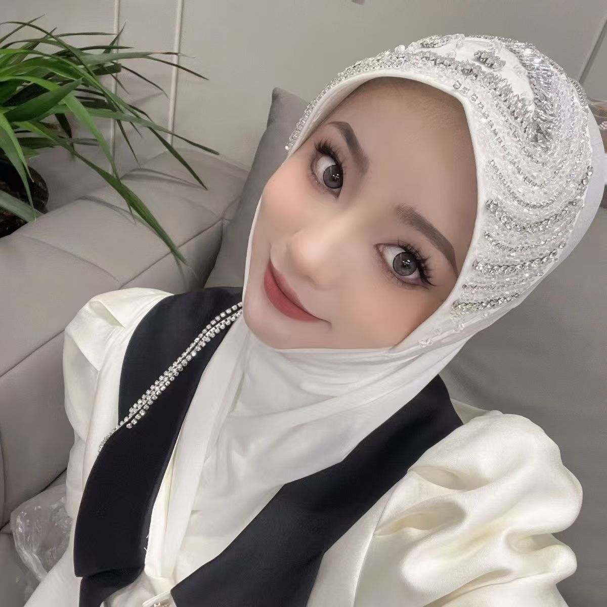 Luxury Hat Hijab Pink Scarf wi - Ethnic Fashion Women review and price
