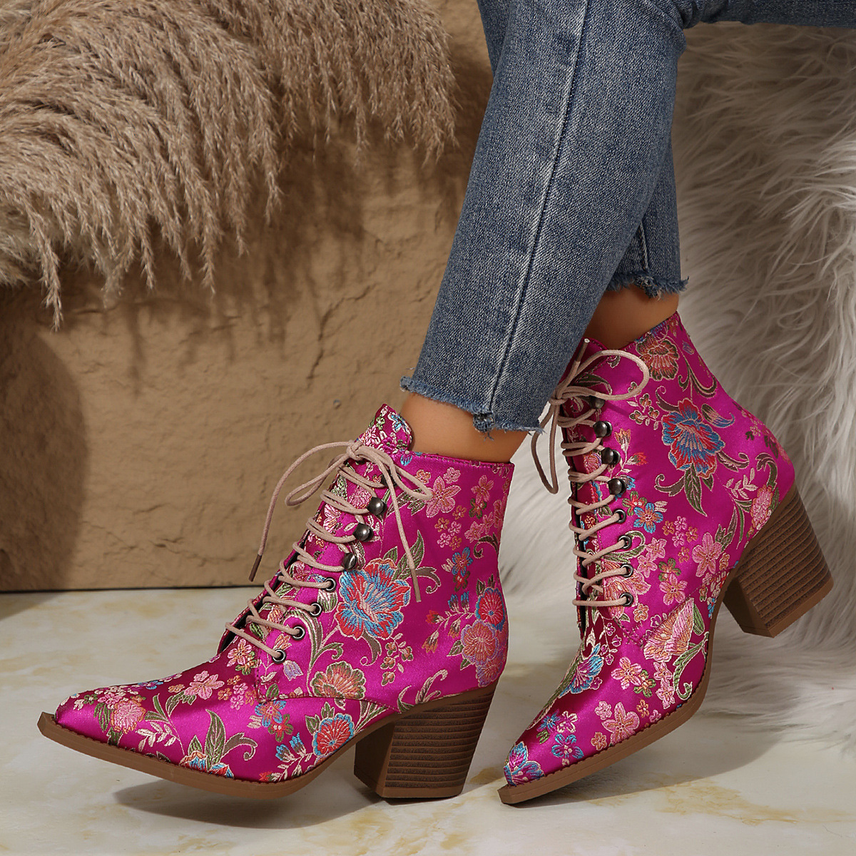 Ethnic Pointed-Toe Ankle Boots - Winter Ethnic Fashion For Women review and price