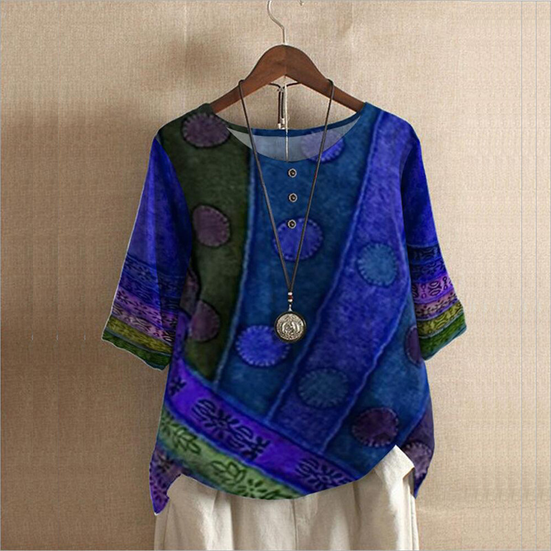 Ethnic Style Women's O-neck Di - Ethnic Fashion Clothing review and price