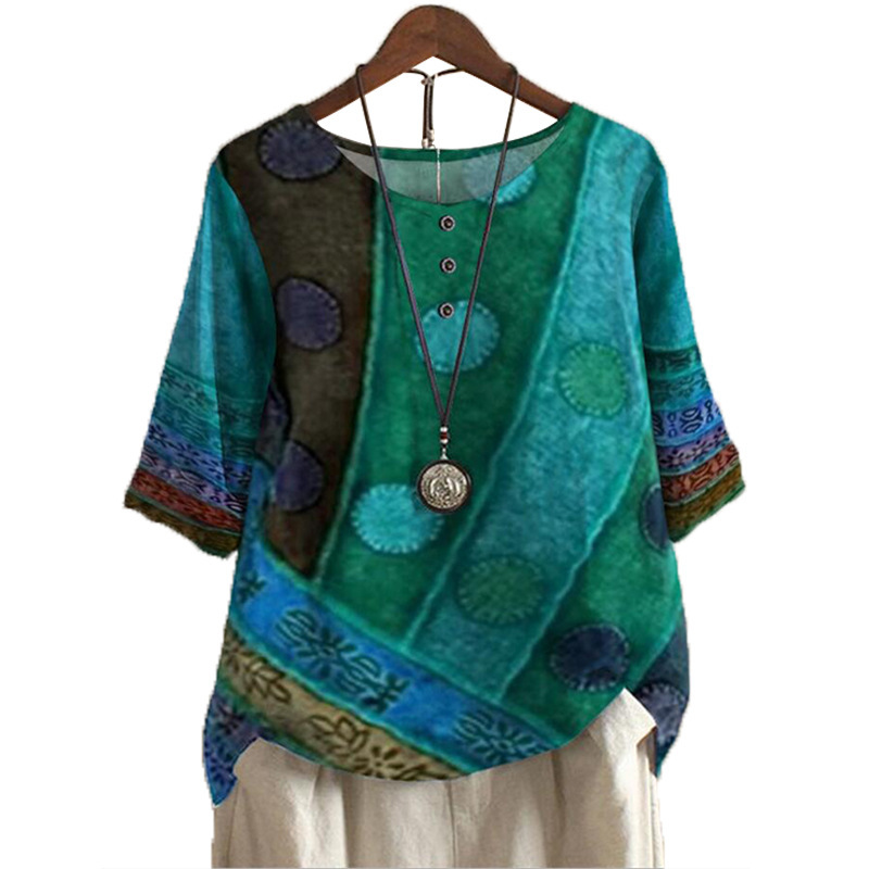 Ethnic Style Women's O-neck Di - Ethnic Fashion Clothing review and price