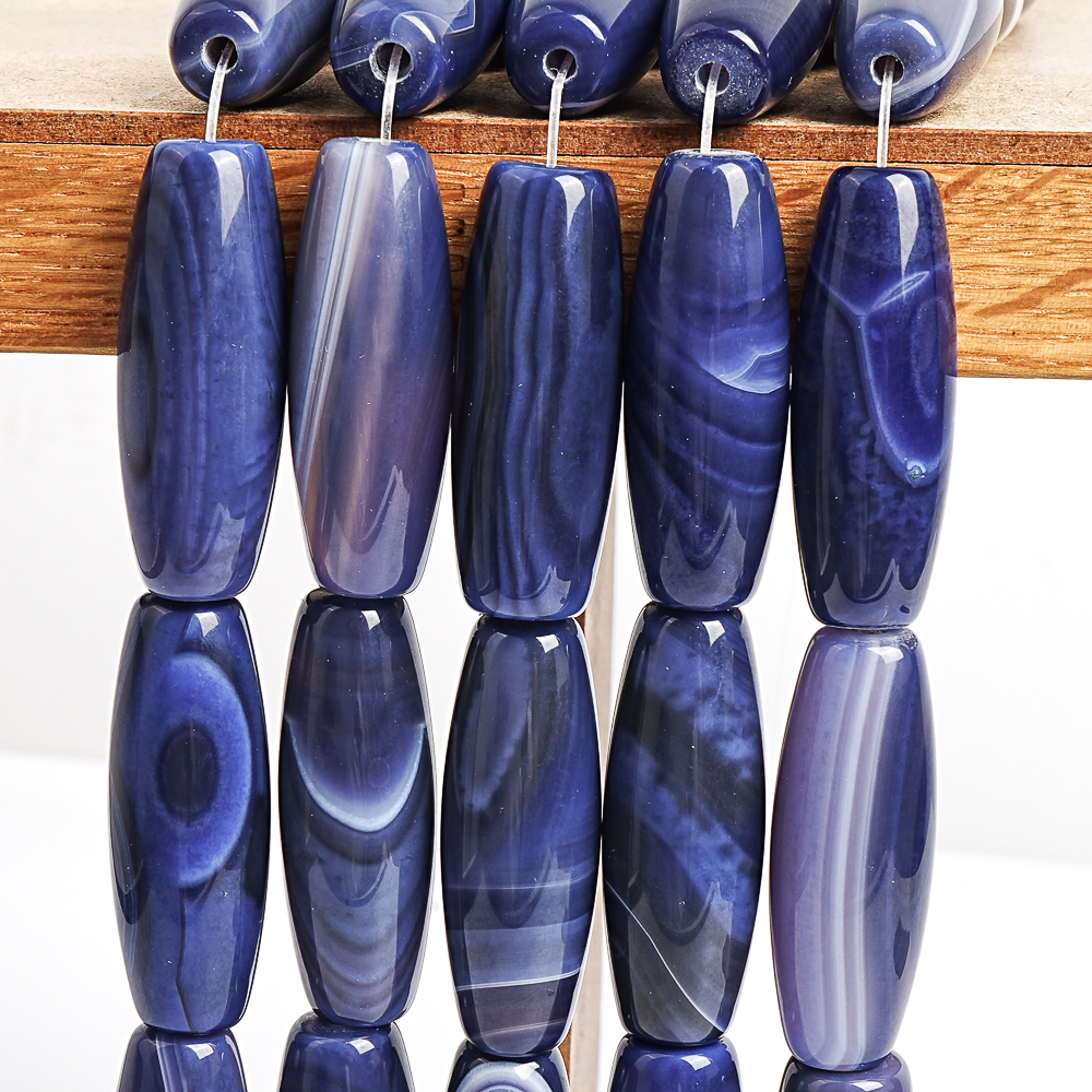 Natural Matte Blue Agate Rice  - Ethnic Fashion Jewellery review and price