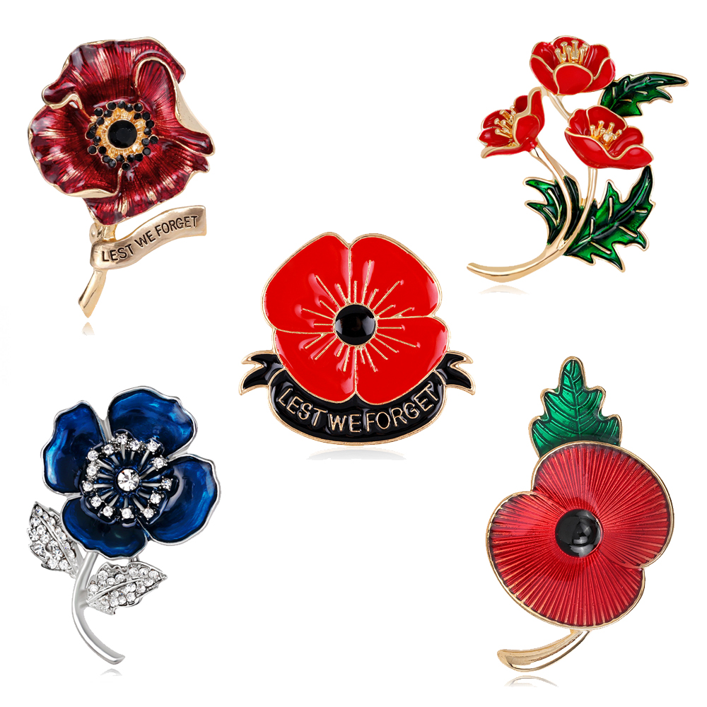 Enameled Red Poppy Flower Broo - Ethnic Fashion Uk review and price