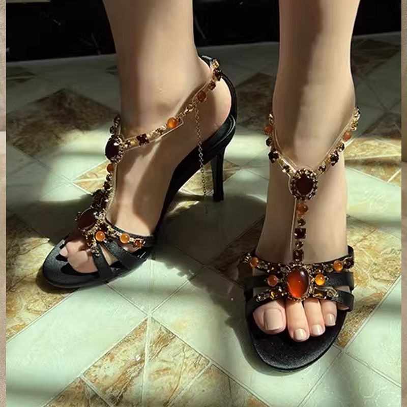 Rhinestone Open Toe Cross Stra - Ethnic Modern Fashion review and price