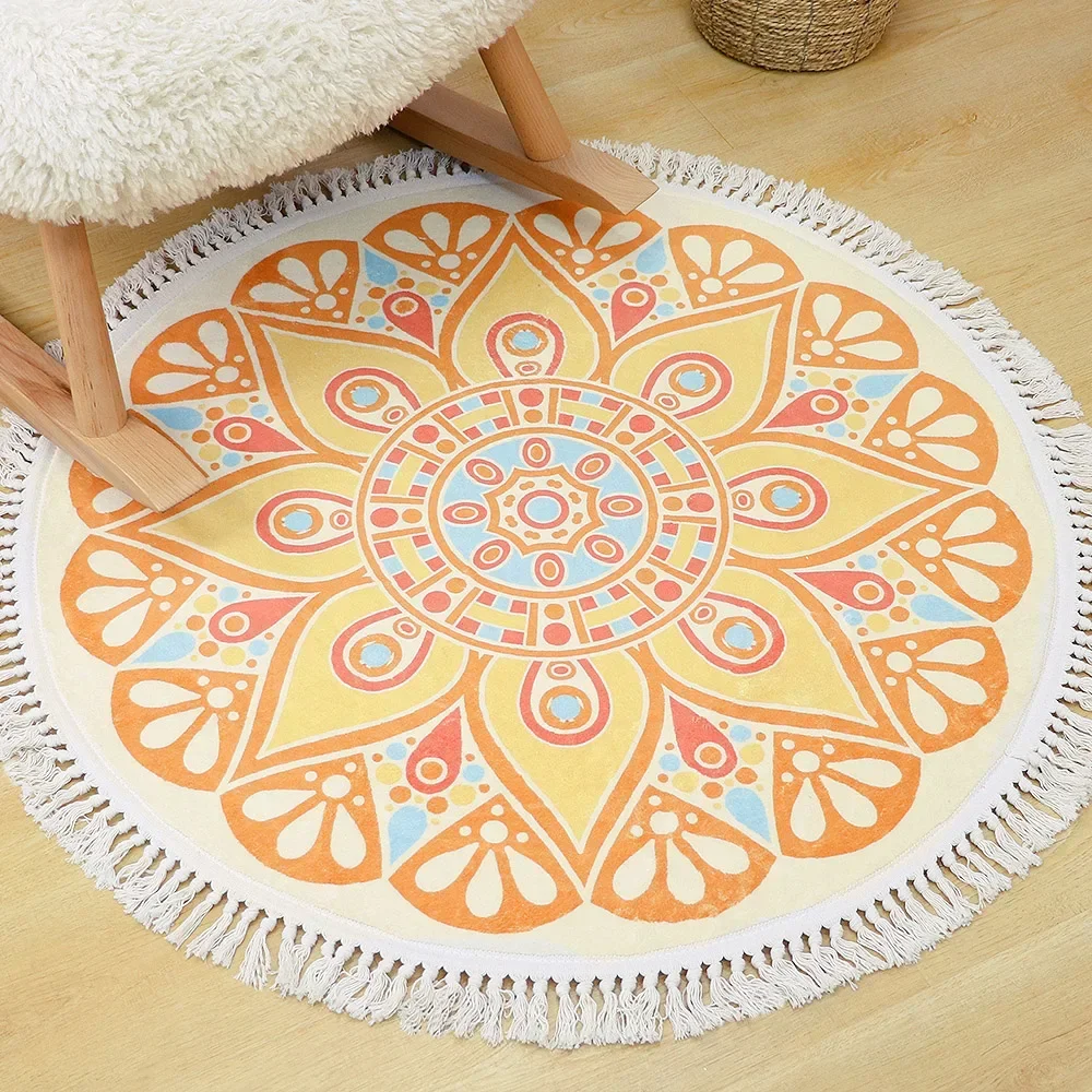 Round Rug Bedroom Tassel Carpe - Ethnic Fashion Online review and price