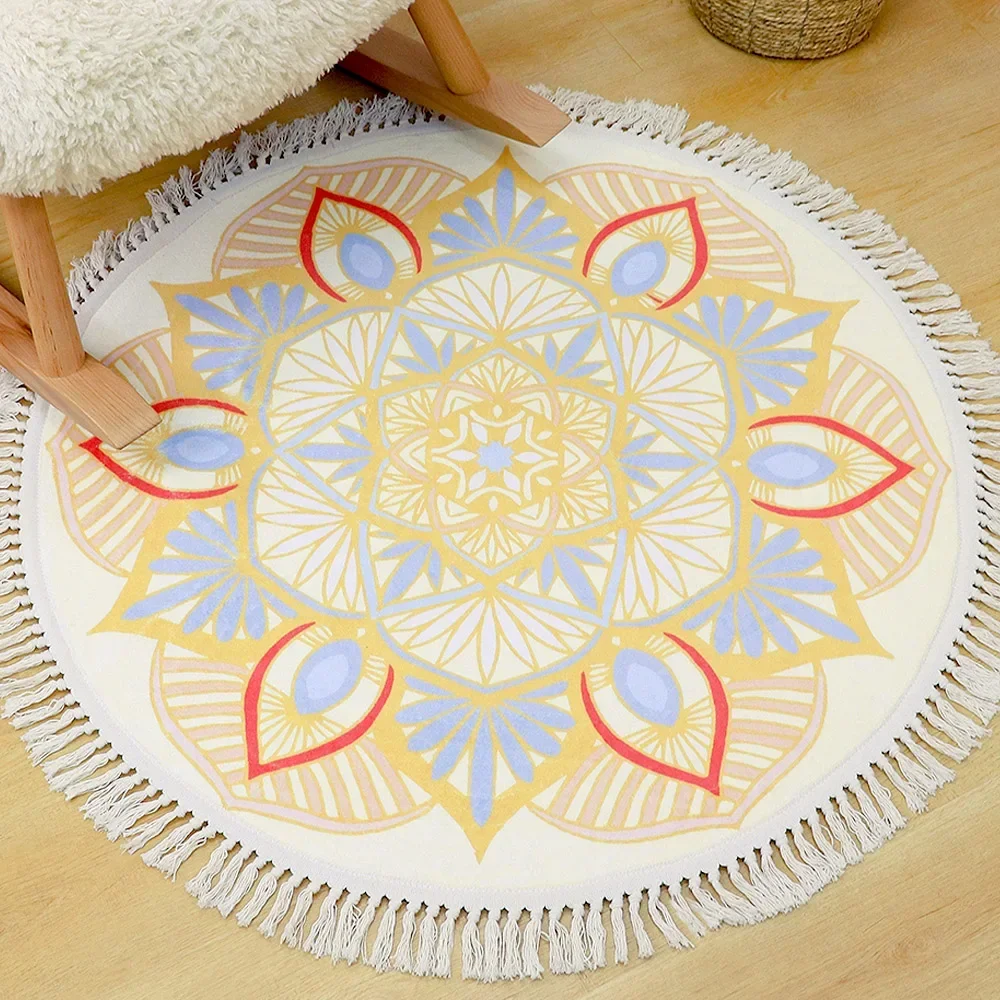 Round Rug Bedroom Tassel Carpe - Ethnic Fashion Online review and price
