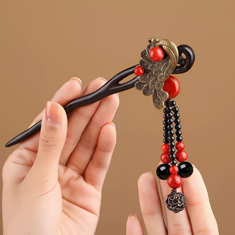 Ebony Wood Hairpin Tassel Step - Ethnic Contemporary Fashion review and price
