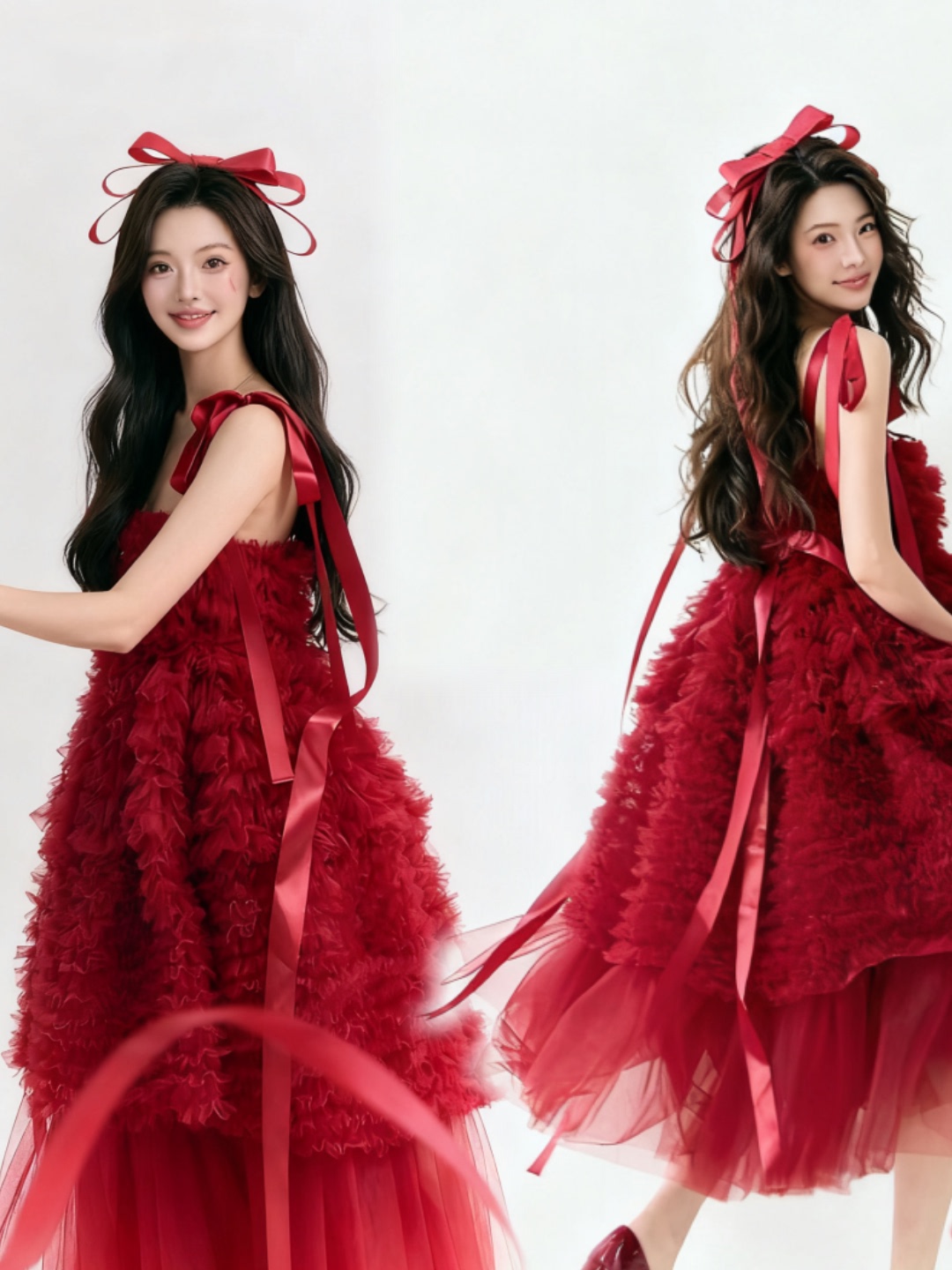 Red Tulle Skirt Artistic Birth - Ethnic Fashion Clothing review and price