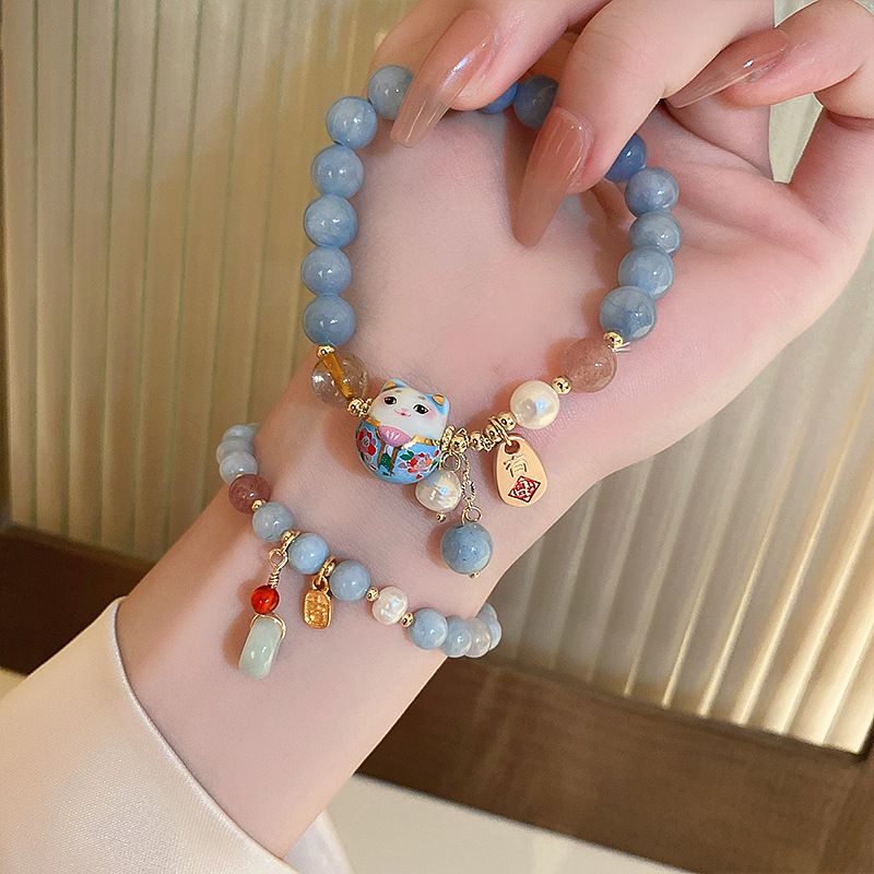 Lucky Cat Charm Blue Safety Lo - Ethnic Contemporary Fashion review and price