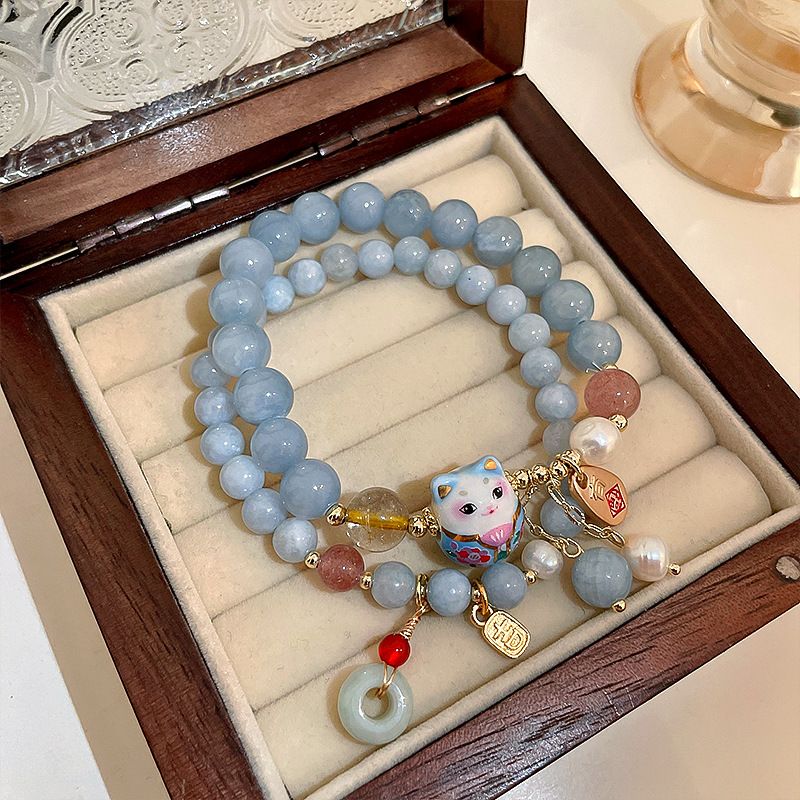 Lucky Cat Charm Blue Safety Lo - Ethnic Contemporary Fashion review and price