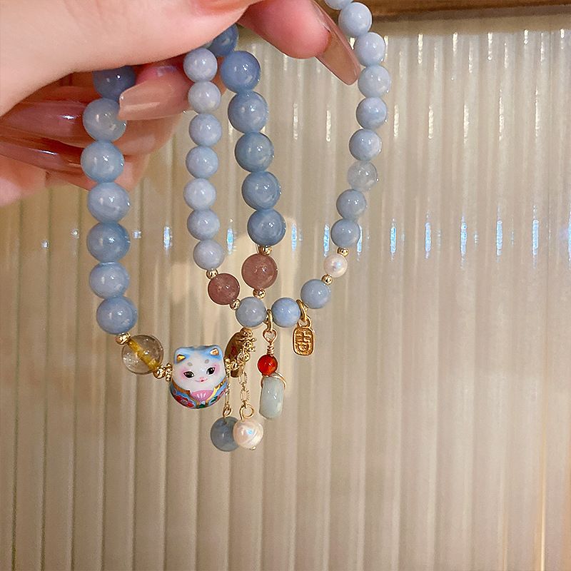 Lucky Cat Charm Blue Safety Lo - Ethnic Contemporary Fashion review and price