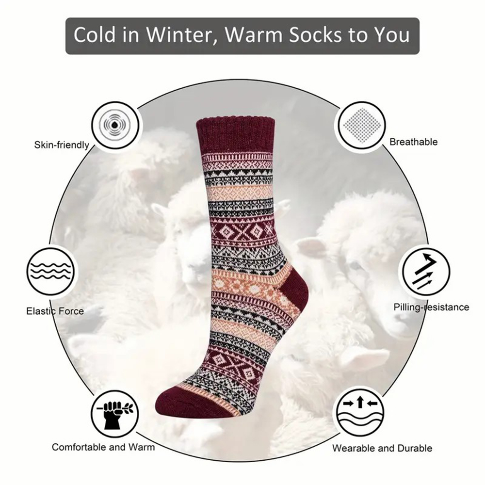 5 Pairs Autumn Winter Thick Wa - Winter Ethnic Fashion For Women review and price